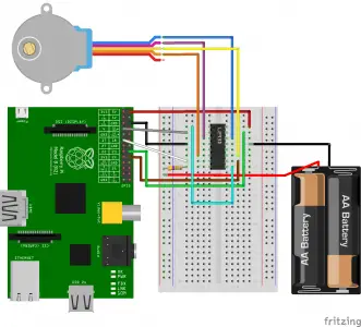 Raspberry Pi Schrittmotor Aufbau - L293D